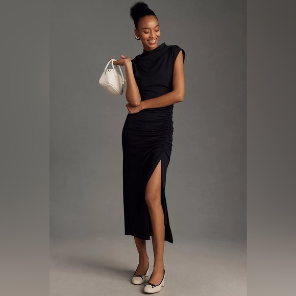 Anthropologie Dresses & Skirts - NEW! Anthropologie The Maya Ruched Cowl-Neck Dress in Black - Size XS 🎡